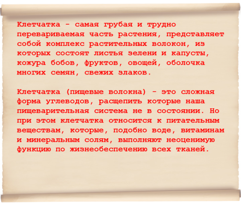 Определение клетчатки, основные функции